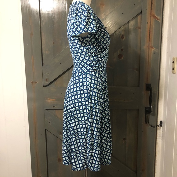Leota Blue Geometric Print Dress Size Small - Picture 5 of 7